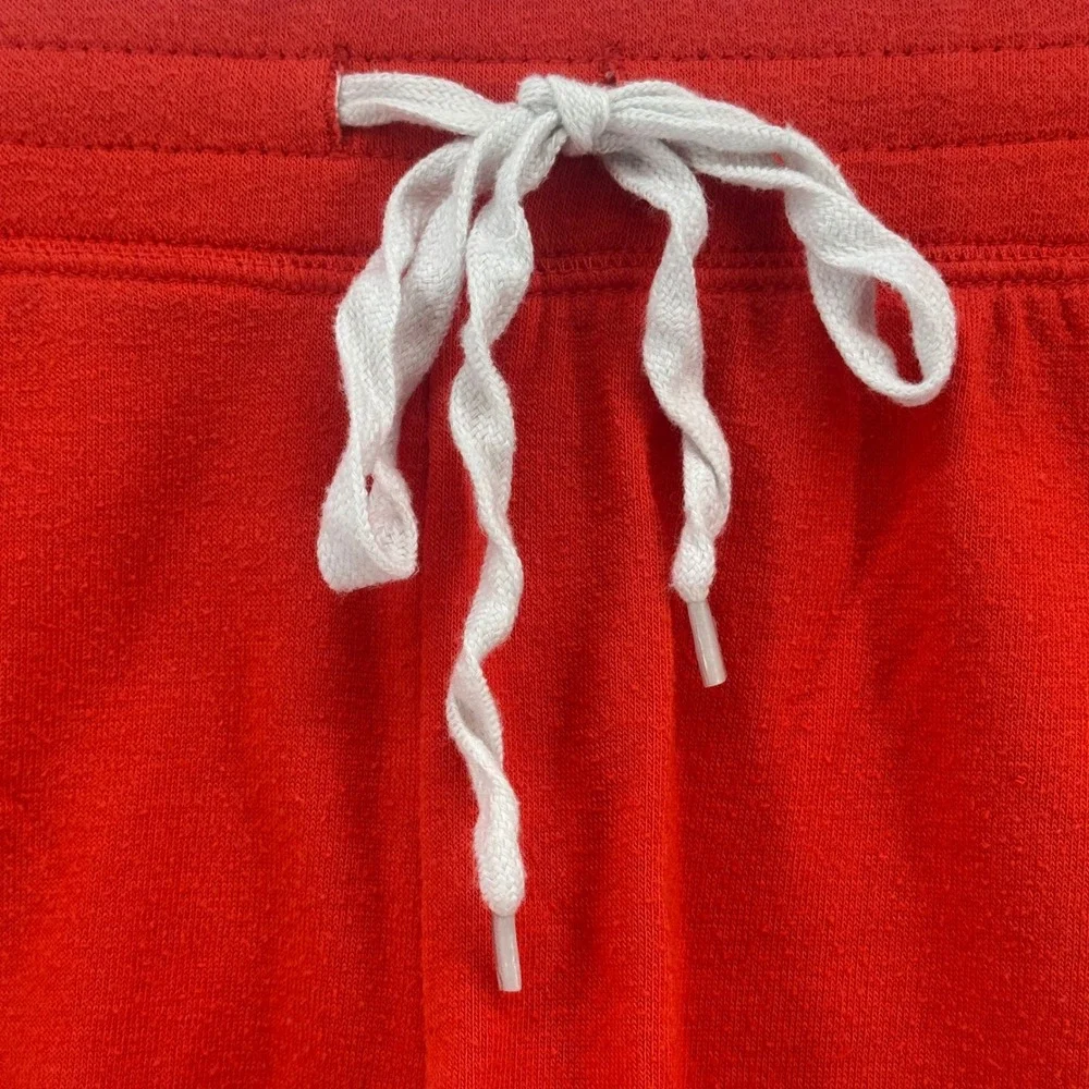 PJ‎ Salvage Red Retro Stripe Lounge Shorts Womens Medium Drawstring Dolphin Hem